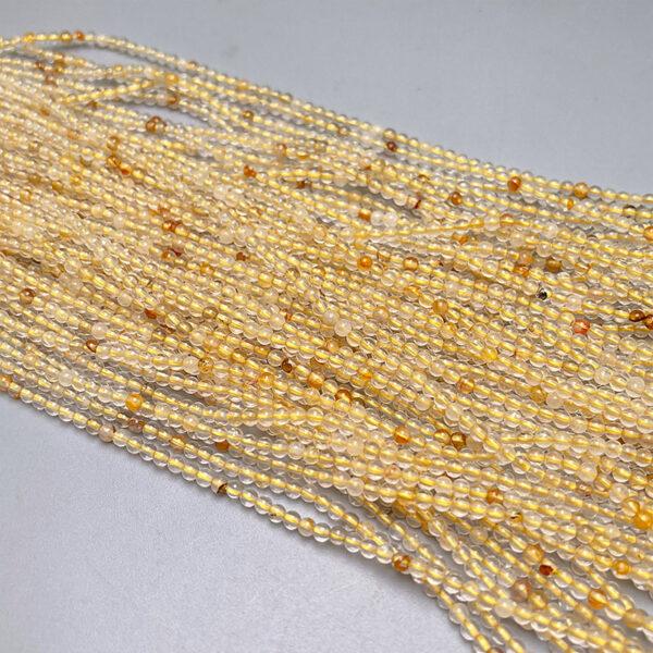 2mm small size whole strand round shape genuine natural yellow rutilated quartz bead - Image 2