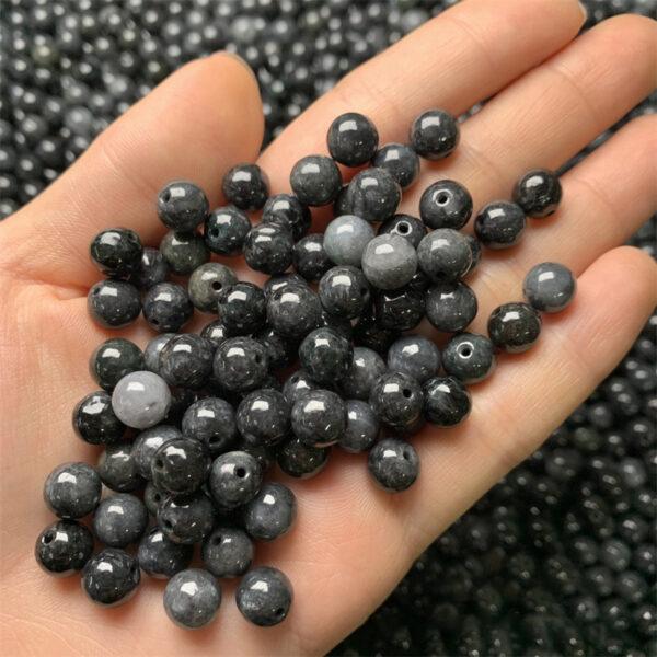 genuine natural motley black jadeite bead, 8mm round shape jadeite bead - Image 2