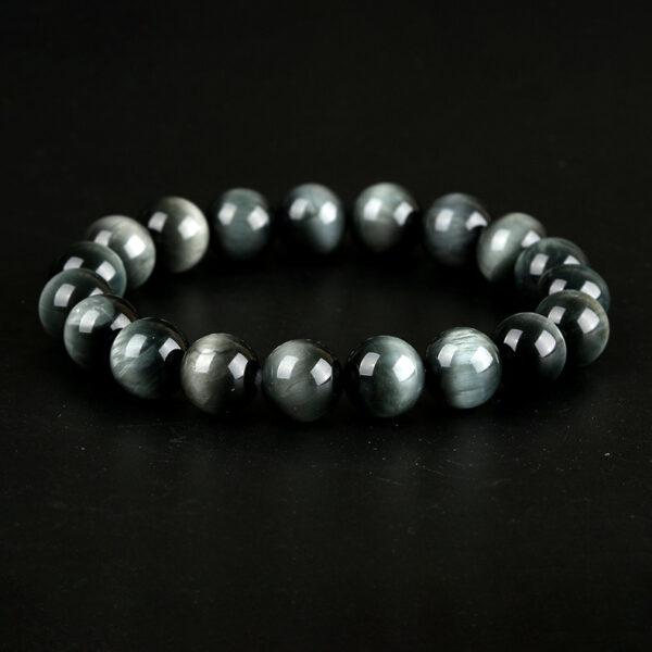 7A genuine natural eagle eye bracelet, 8 - 12mm round shape beaded bracelet - Image 2