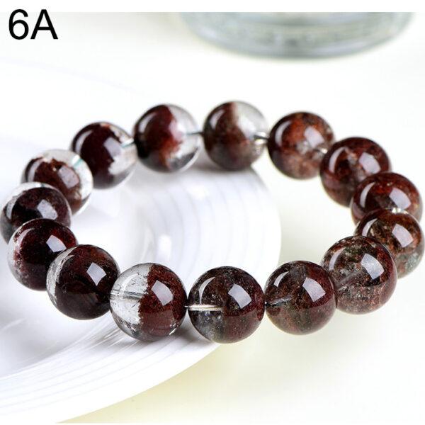 8 - 10mm round shape genuine natural red phantom quartz beaded bracelet - Image 6