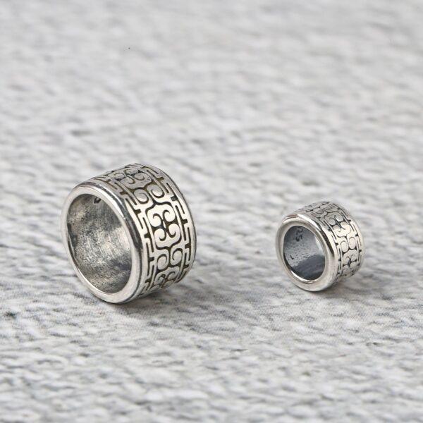 cloud pattern ring shape s925 sterling silver bead, oxidized silver ring bead - Image 2
