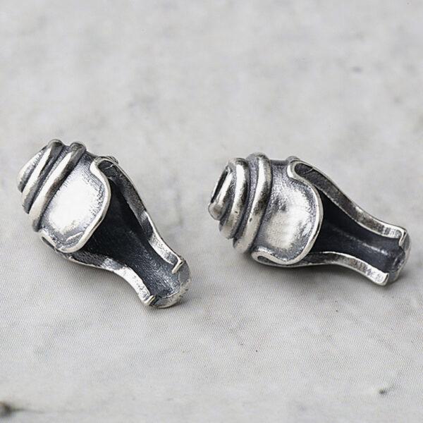 small conch shape s925 sterling silver bead, oxidized silver conch bead - Image 2