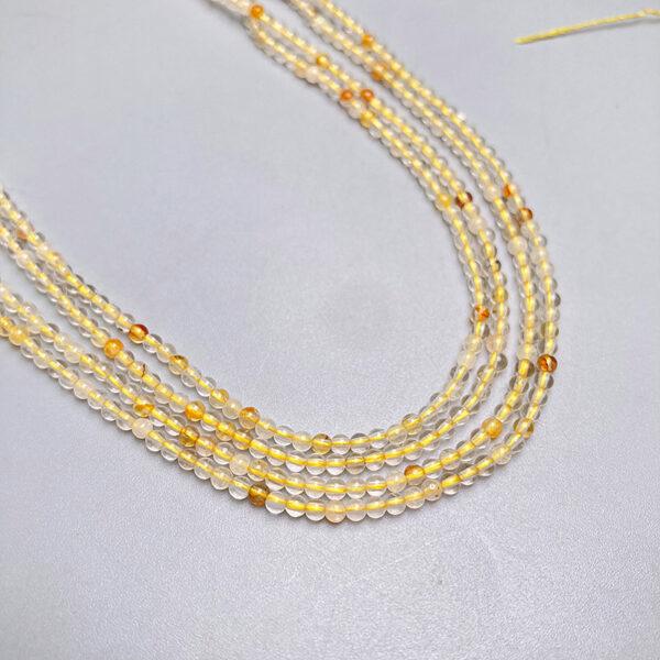 2mm small size whole strand round shape genuine natural yellow rutilated quartz bead - Image 3