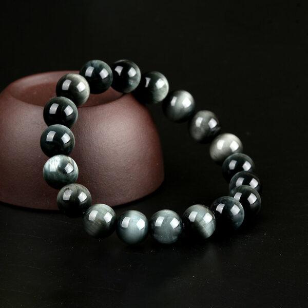7A genuine natural eagle eye bracelet, 8 - 12mm round shape beaded bracelet - Image 3