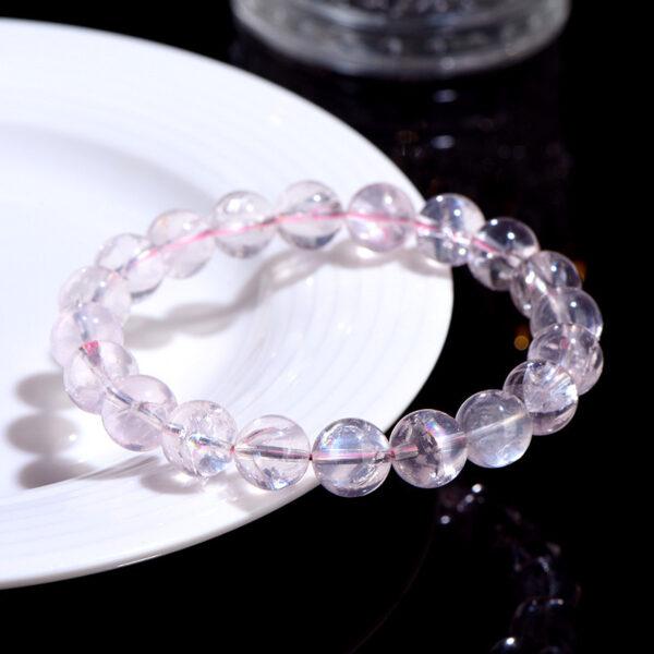 8mm - 12mm round shape inner icy cracks genuine natural pink Quartz beaded bracelet - Image 3