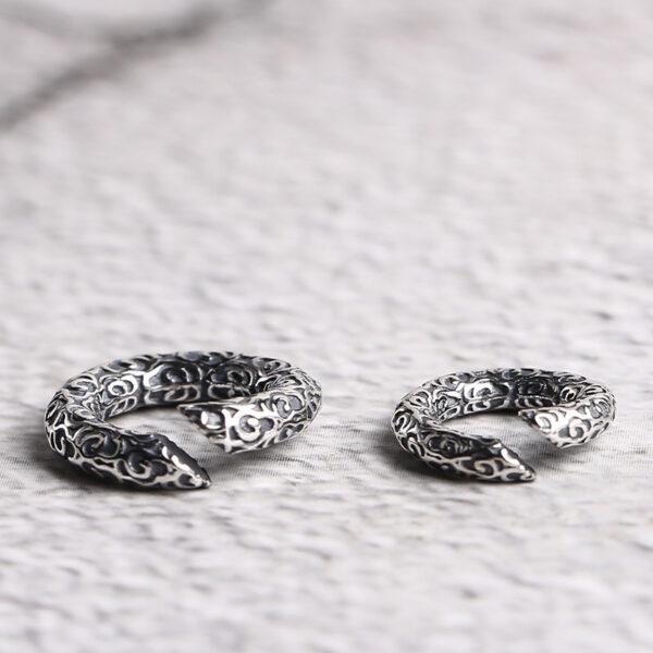 abstract cloud pattern open ring shape s925 sterling silver bead, oxidized silver open ring bead - Image 3