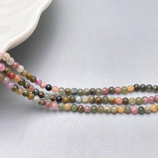 2mm small size whole strand round shape genuine natural tourmaline bead - Image 3