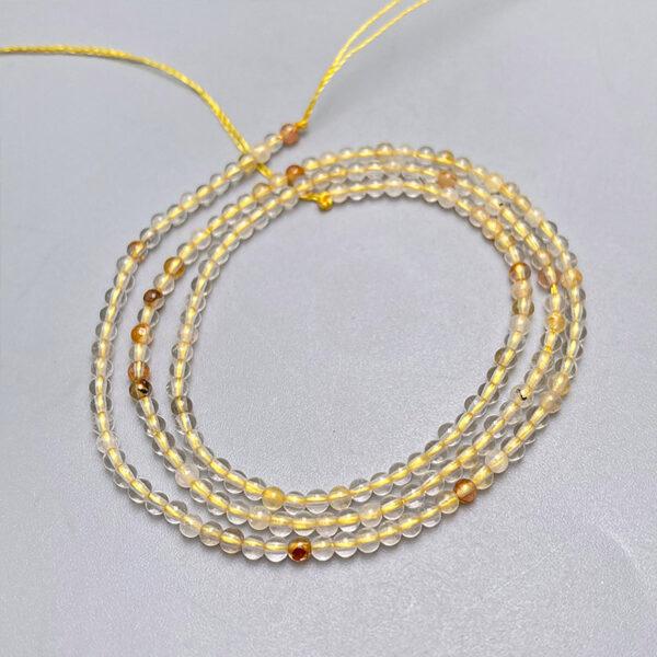 2mm small size whole strand round shape genuine natural yellow rutilated quartz bead - Image 4