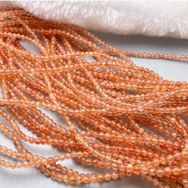 small size genuine natural sunstone bead, 3.8 - 4 mm whole strand round bead - Image 4
