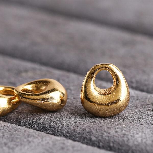 droplet shape gild s925 sterling silver charm, simple golden teardrop bead - Image 4