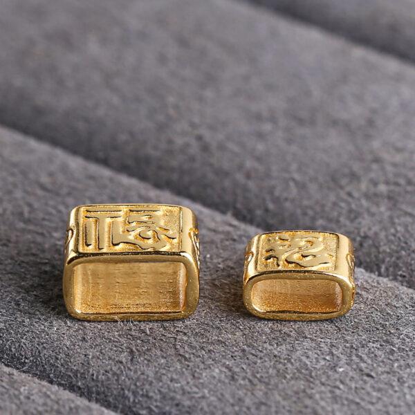 cuboid shape gild s925 sterling silver bead, 福 pattern golden bead - Image 4