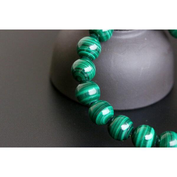 6 - 14mm round shape 7A genuine natural malachite beaded bracelet - Image 4