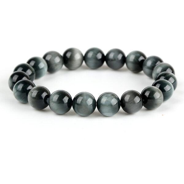 7A genuine natural eagle eye bracelet, 8 - 12mm round shape beaded bracelet - Image 4