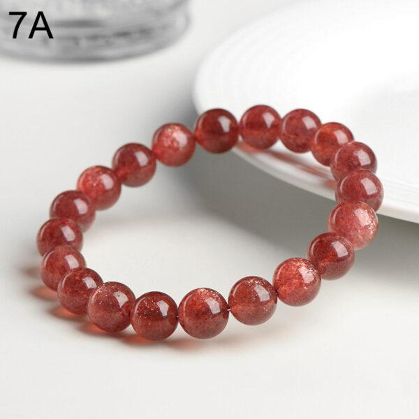 7 - 11mm round shape genuine natural strawberry quartz beaded bracelet - Image 4