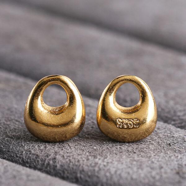 droplet shape gild s925 sterling silver charm, simple golden teardrop bead - Image 5
