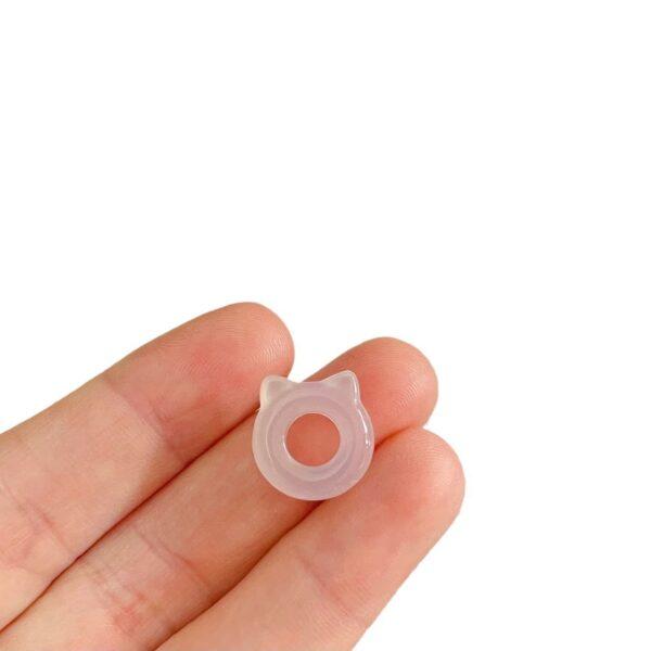 cat head bead, cute cat bead, ring bead, agate bead, white bead, jump ring - Image 5