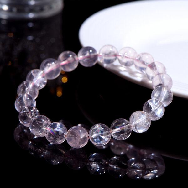 8mm - 12mm round shape inner icy cracks genuine natural pink Quartz beaded bracelet - Image 5