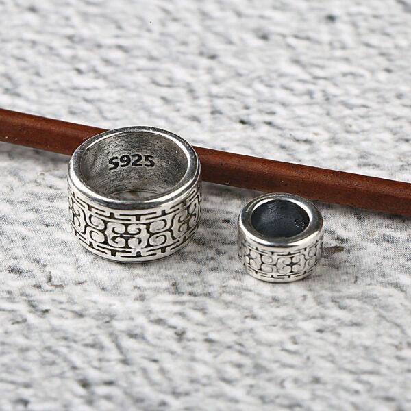 cloud pattern ring shape s925 sterling silver bead, oxidized silver ring bead - Image 5