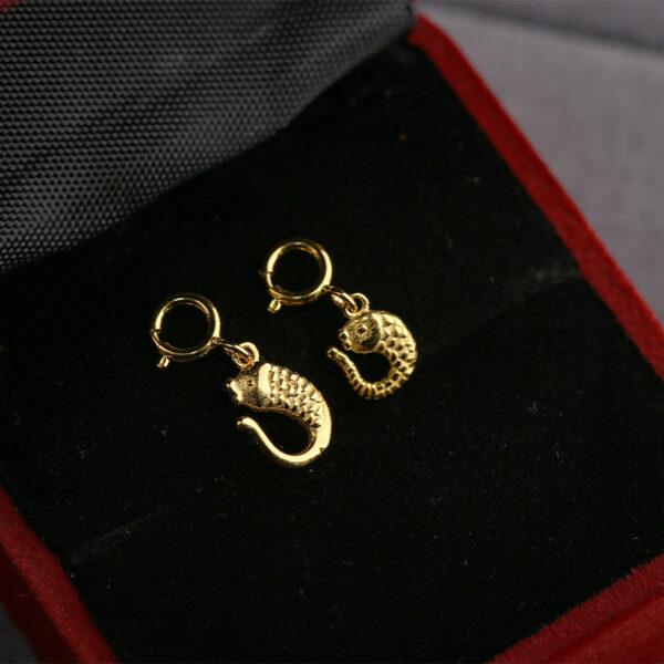fish shape s925 sterling silver charm, golden fish bead - Image 5