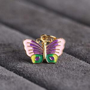 cute butterfly shape gild sterling silver charm bead, colorful enamel sheep charm