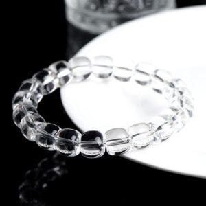 4mm - 10mm drum shape genuine natural clear quartz beaded bracelet