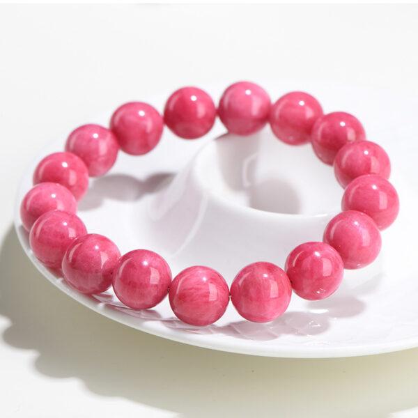 8mm - 15mm round shape genuine natural rhodonite beaded bracelet - Image 5