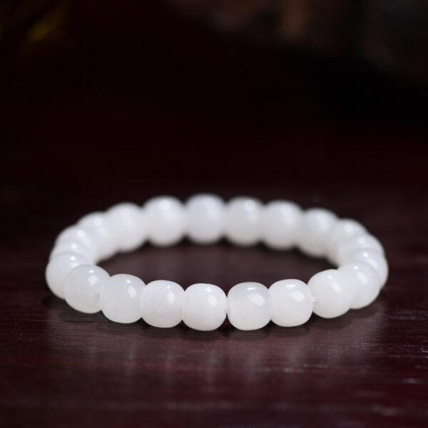 5 - 10 mm drum shape genuine natural nephrite beaded bracelet - Image 5