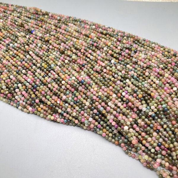 2mm small size whole strand round shape genuine natural tourmaline bead - Image 5