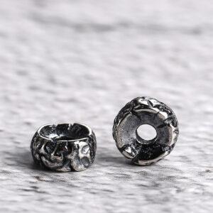 s925 sterling silver cracking pattern rondelle bead, oxidized silver bead