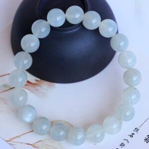 6A white light genuine natural moonstone bracelet, 6 - 12mm round shape beaded bracelet