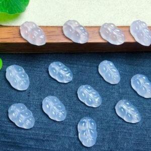 simple leaf shape genuine natural white agate bead, white agate leaf bead