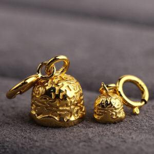 bell shape gild s925 sterling silver charm bead, golden bell bead