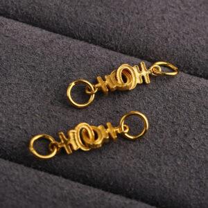 吉 shape gild s925 sterling silver necklace clasp bead, golden bracelet clasp finding