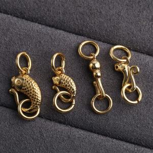 animal and flower shape gild s925 sterling silver necklace clasp bead, golden bracelet clasp finding