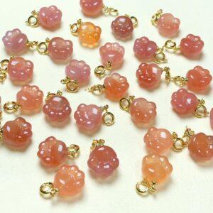 cat paw shape genuine natural pink agate charm, cat paw shape agate bead