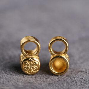 flower pattern round shape gild s925 sterling silver rope tie buckle, golden flower bead