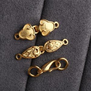 flower shape gild s925 sterling silver necklace clasp bead, golden bracelet clasp finding