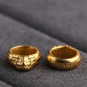 Pixiu animal pattern ring shape gild s925 sterling silver bead, golden animal bead