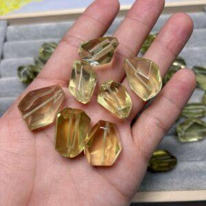 irregular genuine natural lemon yellow citrine bead, simple clear citrine bead