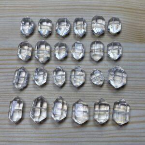 genuine natural clear quartz bead, white bead, double pointed bead, prism bead