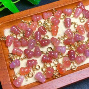 gourd shape genuine natural agate charm, red and pink agate clasp charm bead