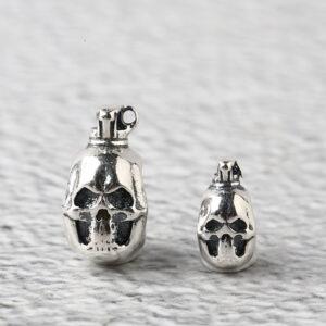 skull bead, skull charm, s925 sterling silver, silver bead, silver charm, oxidized silver bead