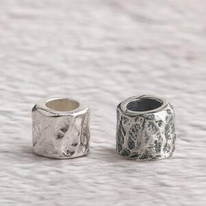 s925 sterling silver trunk shape bead, oxidized silver trunk bead
