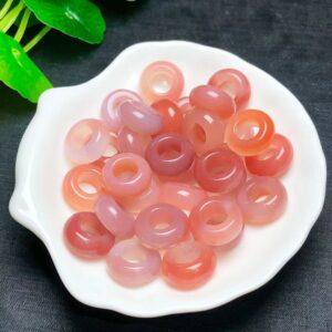 ring shape genuine natural agate bead, red and pink agate jump ring bead