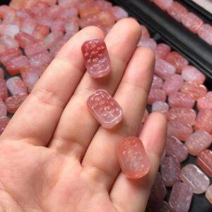 rectangle shape genuine natural agate bead, flower pattern red and pink agate bead