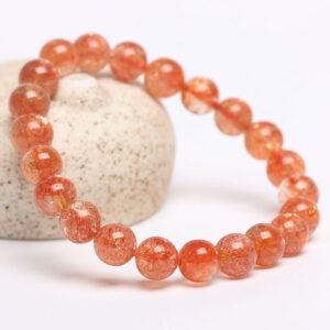7A golden light genuine natural sunstone bracelet, 6 - 12mm round shape beaded bracelet