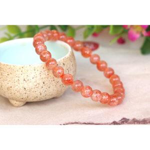 5A golden light genuine natural sunstone bracelet, 6 - 12mm round shape beaded bracelet