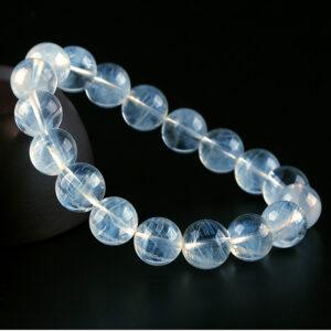 best genuine natural blue needle quartz bracelet, 7 - 10mm round shape beaded bracelet