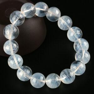 7A genuine natural blue needle quartz bracelet, 7 - 10mm round shape beaded bracelet