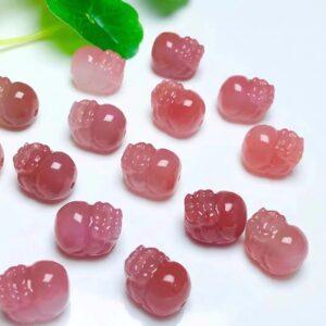 Pixiu shape genuine natural agate bead, pink and red agate animal bead